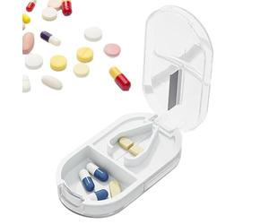 gifyym Pill Box, Tablet Cutter Pill Splitter Medicine Slicer - Portable Pill Cutter with Integrated Pill Storage Chamber to Cut the Hardest