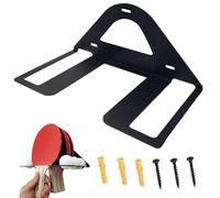 gifyym Pong Racket Stand - Wall Mounted Steel Storage & Display | Racket Organizer with Ball Holder, Holds 4 Paddles | Durable Powder Coated Finish for Game Room & Sports Court