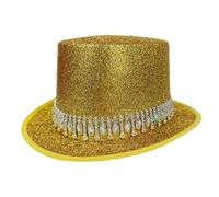 gifyym Sparkling Cylindrical Cylinder Hat - Rhinestone Carnival Headdress for Magicians and Circus, Unisex Party Hat for Masquerade Ball, Disco, Stage, Wool with Diamond Pendants, 30 x 26 x 12 cm