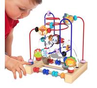 gifyym Wooden Bead Maze Toy - Multifunctional Three-Track Animal Beading Activity | Early Education Toy, Colorful Building Blocks For Hand-Eye Coordination, And