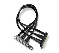 GIGA-MEGA PCIe 5.0 X16 Riser Cable Right Angle Left Angle Straight Flexible Bundle Cable for AI Server 50-60 CM Length Black and White (Black, Right Angle 60cm)