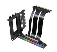 GIGA-MEGA PCIe X16 GEN5 Right Angle Riser Cable PCIe 4.0 and 5.0 with GPU Vertical Mount Bracket for RTX4090,RTX5090D, RX7900XT, RX9070 ATX (16cm GEN5 Black Bracket V3)