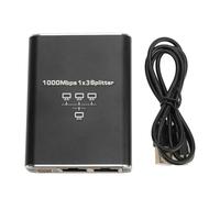 Gigabit Ethernet Splitter 1 to 3 RJ45 LAN Splitter High Speed 1000Mbps Network Splitter with USB Cable for Home Office Workspace Aluminum Alloy