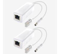 Gigabit PoE Splitter 12V DC 5.5x2.1mm, 48V to DC 12V/2A Output, 1000Mbps, IEEE802.3af/at, PoE Adapter Active for IP Camera, AP and Other DC Power Supply Devices, 2 Pack (12V 2A DC Plug 5.5x2.1mm DC)
