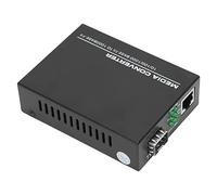 Gigabit SFP to RJ45 Fiber Media Converter 10/100/1000Mbps, 850nm Multimode Dual LC Fiber Optic Cable, Metal Housing, Black TLG G310. Status LEDs for TX, FX LINK ACT, POWER, FDX