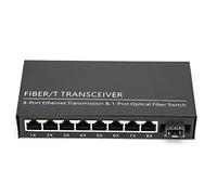 Gigabit Switch, 1.25Gbps 1 Fiber 8 Port Ethernet Optical Converter 10/100/1000M Single Mode Dual Fiber Adaptive Gigabit Converter for Signal Conversion