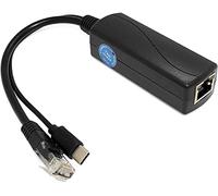 Gigabit Type C PoE Splitter 5V 3A, IEEE 802.3af/at Standard, 10/100/1000Mbps Type C Power Over Ethernet Splitter With RJ45 port and TYPEC port(TYPEC0503G Black)