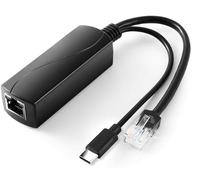 Gigabit Type C PoE Splitter 5V/4A, 48V PoE to USB-C 5V/4A 20W Output, Ethernet Splitter Adapter with RJ45 and Type C, IEEE802.3af/at Standard, Plug and Play for Smart Home, Pi 4B/4B+