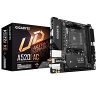 GIGABYTE A520I AC Motherboard - Supports AMD Ryzen 5000 Series AM4 CPUs, 6 Phases Digital VRM, up to 5300MHz DDR4 (OC), 1xPCIe 3.0 M.2, WIFI, GbE LAN, USB 3.2 Gen1