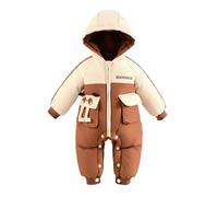 GigaCircle Baby Boy Girl Thicked Snowsuit, Cute Puppy Winter Romper Pram Suit, Infant Hooded Unisex Warm Coat Clothes, Brown-Beige 12-18 Months