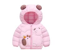 GigaCircle Toddler Puffer Winter Coat, Kids Boys Girls Capybara Hooded Jackets, Long Sleeve Thicked Warm Outerwear Clothes, Pink Capybara 4-5 Years