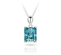 GIGAJEWE Moissanite Necklace, 18K White Gold 925 Silver Moissanite Necklace with Certificate, Diamond Tested, Passed Jewelry for Women, 4.0ct, Sterling Silver, Moissanite