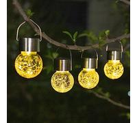 GIGALUMI 4 Pack Solar Outdoor Lights, Solar Hanging Lights for Christmas Decoration-Cracked Glass Solar Lights Outdoor Waterproof for Garden, Yard, Fence, Tree(Warm White)