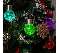 GIGALUMI 8 Pack Hanging Solar Lights,Multi-Color Changing Cracked Glass Hanging Ball Lights Waterproof Outdoor Solar Lanterns for Garden, Yard, Patio, Lawn