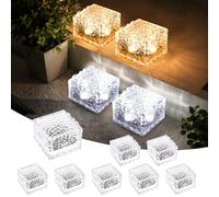 GIGALUMI 8 Pack Solar Lights PVC Brick Outdoor Garden, 2 Lighting Colors Solar Lights Garden Ornaments Outdoor Waterproof for Path Lawn Pond Patio Ground Driveway