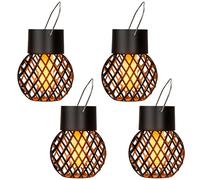 GIGALUMI Hanging Solar Lights Outdoor Garden, 4 Pack Flickering Flame Solar Hanging Lights, Waterproof Globe for Garden, Yard, Fence, Tree Decoration