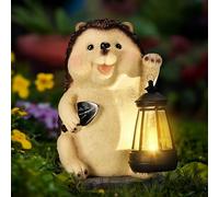 GIGALUMI Hedgehog Garden Ornaments Outdoor with Solar Lantern, Unique Gifts for Mum, for Women, Birthday Gift for Mom Grandma, Waterproof Garden Statue Decorations for Patio, Yard