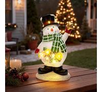 GIGALUMI Snowman Garden Ornaments Outdoor, with Solar Powered LED Lights, Unique Gifts for Mum, for Women, Birthday Gift for Grandma, Waterproof Garden Decorations for Patio, Yard