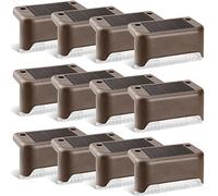 GIGALUMI Solar Deck Lights 12 Pcs Step Lights Bronze Solar Fence Lights Waterproof for Outdoor Pathway, Yard, Patio, Stairs, Step and Fences. (Bronze, Warm White)