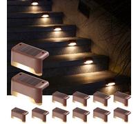 Gigalumi Solar Deck Lights 16 Pcs Step Bronze Fence Waterproof For Outdoor Pathway, Yard, Patio, Stairs, And Fences. (Warm White)