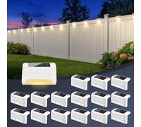 GIGALUMI Solar Fence Lights Outdoor Garden, 16 Pack Solar