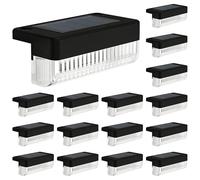 GIGALUMI Solar Fence Lights Outdoor Garden, 16 Pack Solar Powered LED Deck Lights, IP44 Outdoor Waterproof for Stairs, Backyard, Patio, Pool, Railing, Step (Warm White)