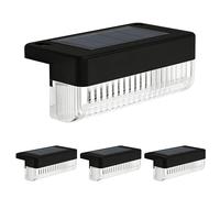 GIGALUMI Solar Fence Lights Outdoor Garden, 4 Pack Solar Powered LED Deck Lights, IP44 Outdoor Waterproof for Stairs, Backyard, Patio, Pool, Railing, Step (Warm White)