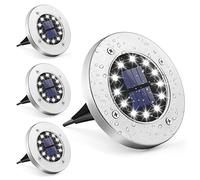 GIGALUMI Solar Ground Lights 12 LEDs 4 Pack Outdoor White Solar Pathway Lights In Ground Waterproof for Garden Lawn Patio Yard Driveway