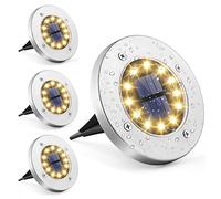 GIGALUMI Solar Ground Lights 12LEDs 4PACK In-Ground Lights Solar Powered Pathway Lights Outdoor Decking Landscape Lamp for Lawn Yard Pool Patio (Warm White)