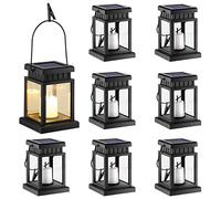 GIGALUMI Solar Hanging Lantern Outdoor, 8 Pack Solar Candle Lights with Stake for Garden,Patio , Lawn, Deck , Umbrella, Tent, Tree,Yard,Driveway(Warm White).