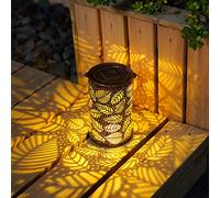 GIGALUMI Solar Lantern Outdoor Metal Hanging Garden Lantern Solar Light Great Décor for Patio Garden, Yard and Lawn Bronze