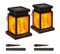 GIGALUMI Solar Lanterns Outdoor Garden, 2 Pack Realistic Flickering Flame