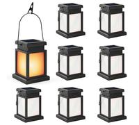 GIGALUMI Solar Lanterns Outdoor Waterproof, 8 Pack Hanging Solar Lanterns for Outside, Flame Effect Outdoor Lights for Pathway, Garden, Patio, Lawn, Porch, Gazebo, Tent, Tree, Yard(Flickering Lights)