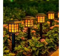 GIGALUMI Solar Lights Outdoor Garden, 12 Pack Flickering Flame Solar Lights