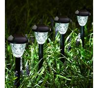 GIGALUMI Solar Lights Outdoor Garden, 12 Pack LED Garden Lights Solar Powered with Great Pattern, Auto On/Off, Waterproof for Walkway Driveway Lawn Pathway（Cold White）