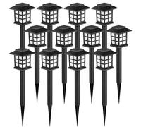GIGALUMI Solar Lights Outdoor Garden, 12 Pack Solar Powered Pathway Lights, Waterproof for Landscape, Path, Yard, Patio, Driveway,Pathway,Warm White