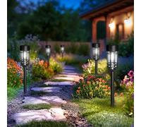 GIGALUMI Solar Lights Outdoor Garden 12 Pack, Waterproof Solar Powered Pathway Lights Outdoor, Tungsten Glow for Yard Path Patio Landscape Walkway（Cold White）