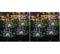 GIGALUMI Solar Lights Outdoor Garden, 120LED 4Pack Solar Starburst Light Waterproof, Solar Firework Lights Decorative, DIY Fun for Yard Lawn Party Patio Wedding Decor(Colorful) (Pack of 2)