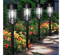 GIGALUMI Solar Lights Outdoor Garden 4 Pack, Waterproof Solar Powered Pathway Lights Outdoor, Tungsten Glow for Yard Path Patio Landscape Walkway（Cold White）