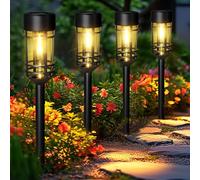 GIGALUMI Solar Lights Outdoor Garden 4 Pack, Waterproof Solar Powered Pathway Lights Outdoor, Tungsten Glow for Yard Path Patio Landscape Walkway（Warm White）