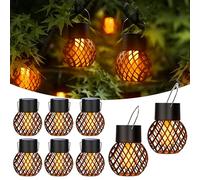 GIGALUMI Solar Lights Outdoor Garden, 8 Pack Hanging Solar Lights Flickering Flame, Outdoor Ball Light Waterproof for Garden, Yard, Fence, Tree