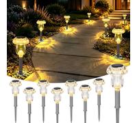 GIGALUMI Solar Lights Outdoor Garden, 8 Pack Solar Mushroom Stake Lights | Crystal LED Garden Ornaments Outdoor Waterproof for Path, Lawn and Patio Decorations(Warm White)