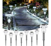 GIGALUMI Solar Lights Outdoor Garden, 8 Pack Solar Mushroom Stake Lights | Crystal LED Garden Ornaments Outdoor Waterproof for Path, Lawn and Patio Decorations(Cold White)