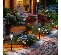 GIGALUMI Solar Lights Outdoor Garden 8 Pack, Waterproof Solar Powered Pathway Lights Outdoor, Tungsten Glow for Yard Path Patio Landscape Walkway（Cold White）