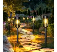 GIGALUMI Solar Lights Outdoor Garden 8 Pack, Waterproof Solar Powered Pathway Lights Outdoor, Tungsten Glow for Yard Path Patio Landscape Walkway(Warm White)
