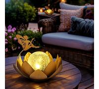 GIGALUMI Solar Lights Outdoor Garden Ornaments, Solar Fairy Lotus Lights