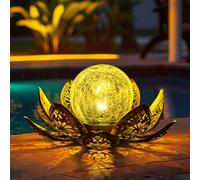 GIGALUMI Solar Lights Outdoor Garden Ornaments, Solar Powered Lotus Lights | IP44 Waterproof Garden Solar lights for Yard, Patio, Lawn, Pathway, Pond, Unique Gifts for Mom,Women (Golden)