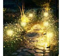 GIGALUMI Solar Lights Outdoor Garden, Solar Firework Lights 120 LEDs 6 Packs, Starburst Light Waterproof for Yard Lawn Party Patio Wedding Decor(Warm White)
