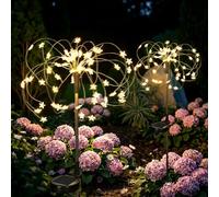 GIGALUMI Solar Lights Outdoor Garden,Star Firework Lights 60 LEDs 2 Packs,Starburst Light for Yard Landscape Lawn Backyard Patio Party Decor(Warm White)