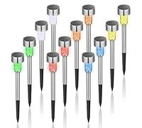 GIGALUMI Solar Lights Outdoor Garden Waterproof,12 Pack,Stainless Steel LED Solar Garden Lights for Patio, Lawn, Yard and Landscape Decor, Color Changed